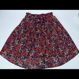 Draper James Black Multi Ribbon Flower Floral Print Waterfall Skirt size Large